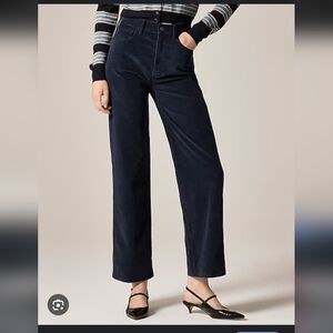 J.Crew women's Velvet High Rise, Full Length wide-leg pants Cotton Stretch sz 28